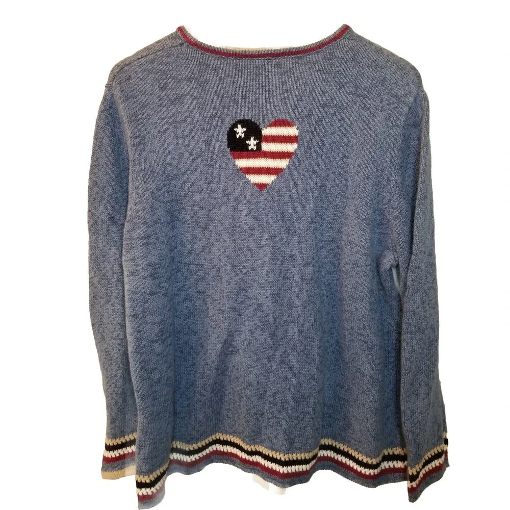 CJ Banks Vintage Sweater Knit Womens 1X Fall Winter Heart Blue Pullover